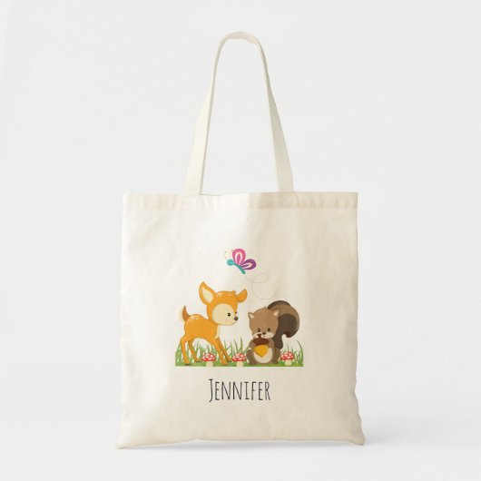Cute Woodland Creatures Cartoon Illustration Tote Bag (Voorkant)