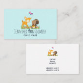 Cute Woodland Creatures Cartoon Illustration Visitekaartje (Voorkant / Achterkant)