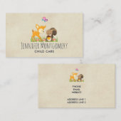 Cute Woodland Creatures Cartoon Illustration Visitekaartje (Voorkant / Achterkant)