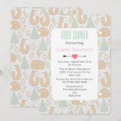 Cute Woodland Creatures Pattern Baby shower Invite Kaart (Voorkant / Achterkant)
