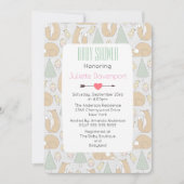 Cute Woodland Creatures Pattern Baby shower Invite Kaart (Voorkant)