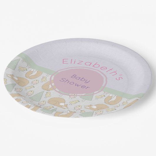 Cute Woodland Creatures Pattern Baby shower Papieren Bordje (Gekanteld)