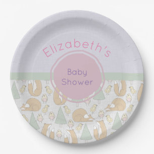 Cute Woodland Creatures Pattern Baby shower Papieren Bordje