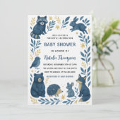 Cute Woodland Creatures |Rustic Forest Baby Shower Kaart (Staand voorkant)