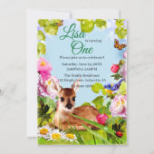 Cute Woodland Deer 1st Birthday Party Kaart (Voorkant)