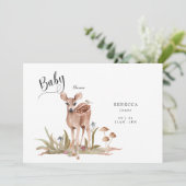 Cute Woodland Deer Baby shower Invitation Kaart (Staand voorkant)