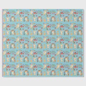 Cute Woodland Deer Birds Hearts Birthday Cadeaupapier (Vlak)