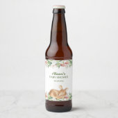 Cute Woodland Deer Floral Greenery Baby shower Bier Etiket (Voorkant)