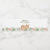 Cute Woodland Deer Floral Greenery Baby shower Waterfles Etiket (Enkel label)