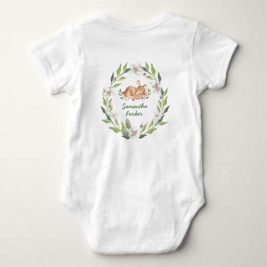 Cute Woodland Deer Floral Greenery Romper (Achterkant)