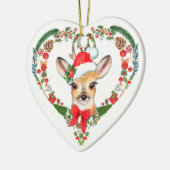 Cute Woodland Deer Heart Holiday Wreath Keramisch Ornament (Links)