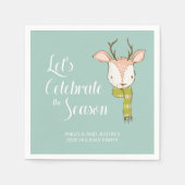 Cute Woodland Deer Rustic Holiday Party Turquoise Servet (Voorkant)