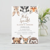 Cute Woodland Dieren Baby Shower Strooigoed Kaart (Staand voorkant)