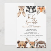 Cute Woodland Dieren Baby Shower Strooigoed Kaart (Voorkant / Achterkant)
