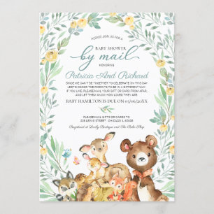 Cute Woodland Dieren Groene Baby Shower Per Post Kaart