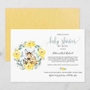 Cute Woodland Dieren Groene Baby Shower Per Post Kaart
