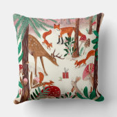 Cute Woodland dieren roze en groen bos Kussen (Achterkant)