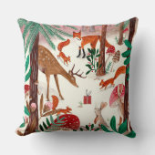 Cute Woodland dieren roze en groen bos Kussen (Voorkant)