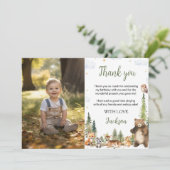 Cute Woodland Dieren Verjaardagsfoto  Bedankkaart (Staand voorkant)