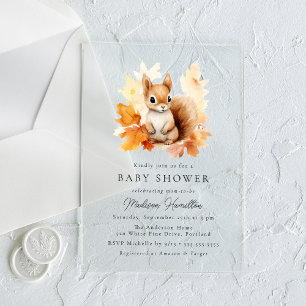 Cute Woodland Eekhoorn Herfst Baby Shower Acryl Uitnodigingen