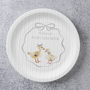 Cute Woodland Eendjes Waterverf Jongens Baby Showe Papieren Bordje