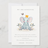 Cute Woodland Elephant Foliage Baby Aankondiging (Voorkant)