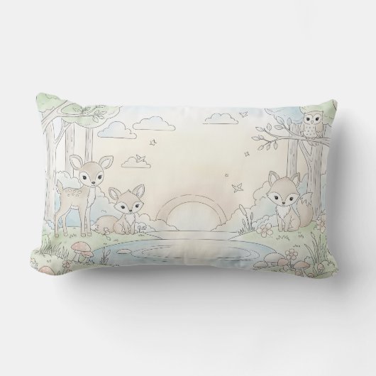 Cute Woodland Fawn & Fox Kussen (Voorkant)