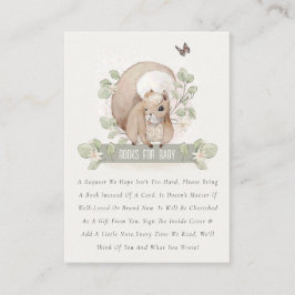 Cute Woodland Flora Squirrel Books for Baby shower Informatiekaartje