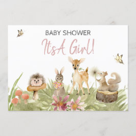 *~* Cute Woodland Forest Animal Girl Baby shower Kaart