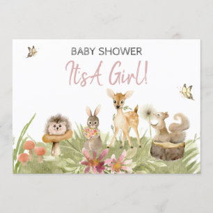 *~* Cute Woodland Forest Animal Girl Baby shower Kaart