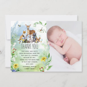Cute Woodland Forest Animals Baby shower Foto Bedankkaart