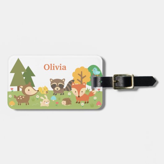 Cute Woodland Forest Animals en Creaters Bagagelabel (Voorkant horizontaal)