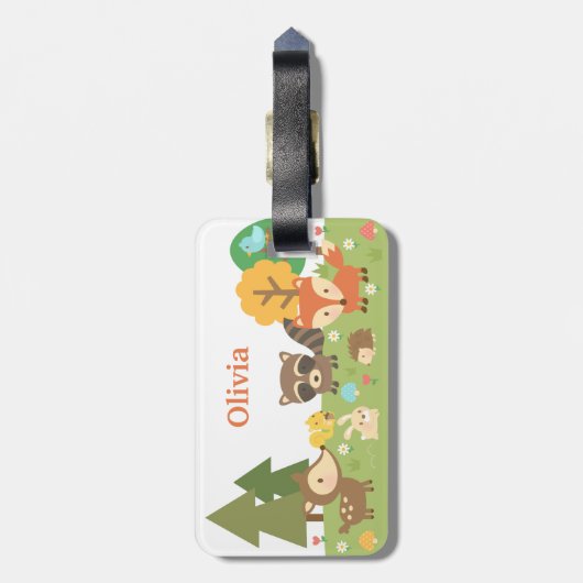 Cute Woodland Forest Animals en Creaters Bagagelabel (Achterkant verticaal)