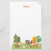 Cute Woodland Forest Animals en Creaters Briefpapier (Voorkant / Achterkant)