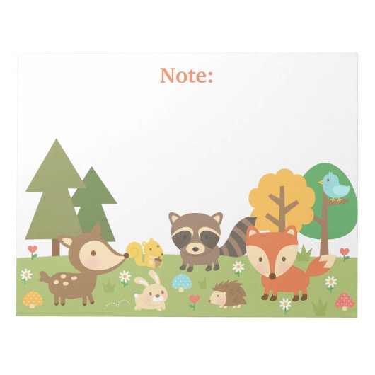 Cute Woodland Forest Animals en Creaters Notitieblok (Voorkant)