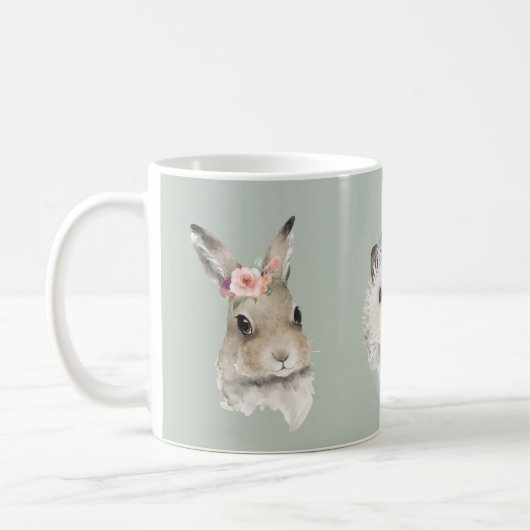 Cute Woodland Forest Animals Floral Waterverf Koffiemok (Links)