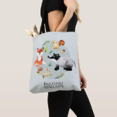Cute Woodland Forest Animals Fox and Name Kinder Tote Bag (Dichtbij)