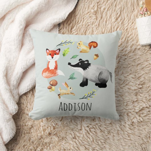 Cute Woodland Forest Animals Fox Name Kinder Kussen (Deken)