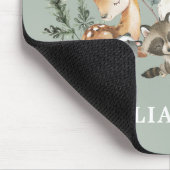 Cute Woodland Forest Animals Greenery Monogram Muismat (Hoek)