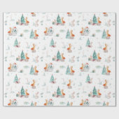 Cute Woodland Forest Animals Holiday Kerstmis Cadeaupapier (Vlak)