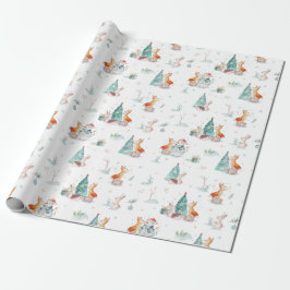 Cute Woodland Forest Animals Holiday Kerstmis Cadeaupapier