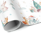 Cute Woodland Forest Animals Holiday Kerstmis Cadeaupapier (Rol Hoek)