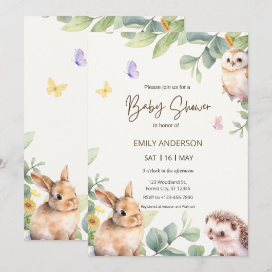 Cute Woodland Forest Animals Kaart (Voorkant / Achterkant)