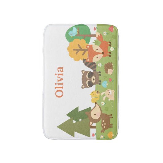 Cute Woodland Forest Animals Kinder Room Decor Badmat (Voorkant Verticaal)