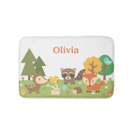 Cute Woodland Forest Animals Kinder Room Decor Badmat