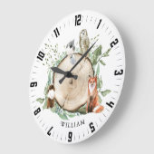 Cute Woodland Forest Animals Personalized Boy Name Grote Klok (Hoek)