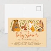 Cute Woodland Forest Animals Pumpkin Baby shower Uitnodiging Briefkaart (Voorkant / Achterkant)
