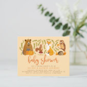 Cute Woodland Forest Animals Pumpkin Baby shower Uitnodiging Briefkaart (Staand voorkant)