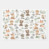 Cute Woodland Forest Animals Sage Greenery Inpakpapier Vel (Voorkant)