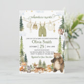 Cute Woodland Forest Dieren Baby Shower Kaart (Staand voorkant)